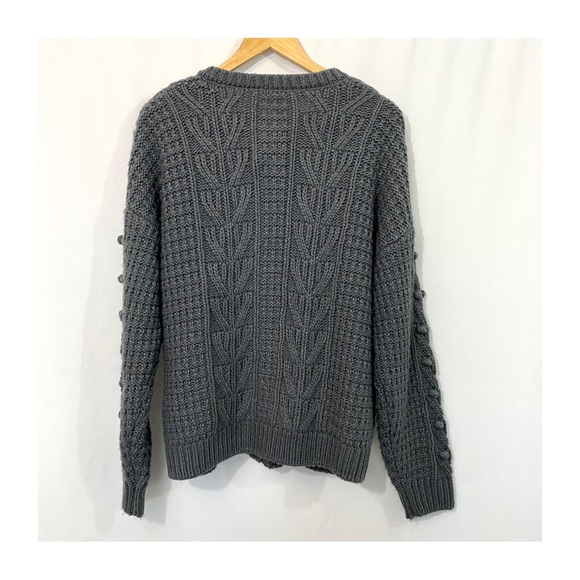 Rylee & Cru Chunky Bobble Knit Button Down Cardigan Sweater in Grey - Picture 5 of 10